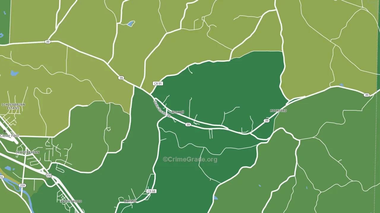 Roswell, OH Map of Drug-Related Crime Rates