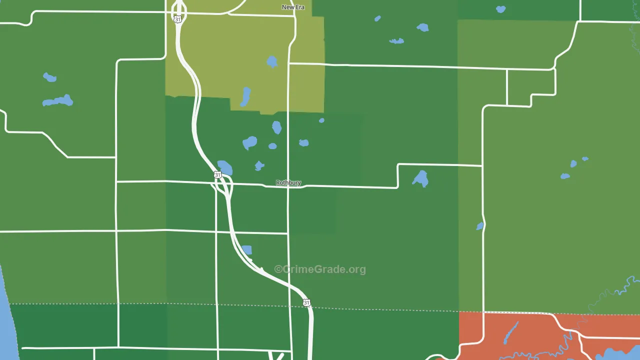 Rothbury, MI Map of Drug-Related Crime Rates