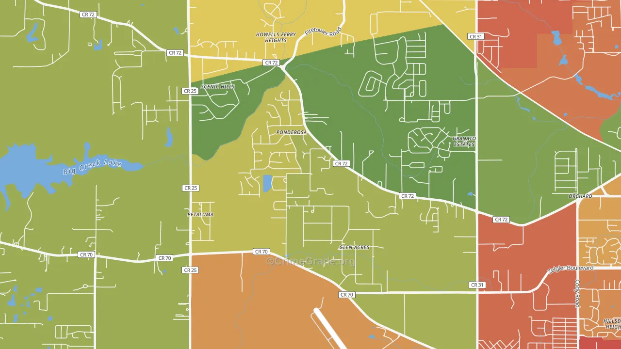 Rothfield, Semmes, AL Map of Drug-Related Crime Rates