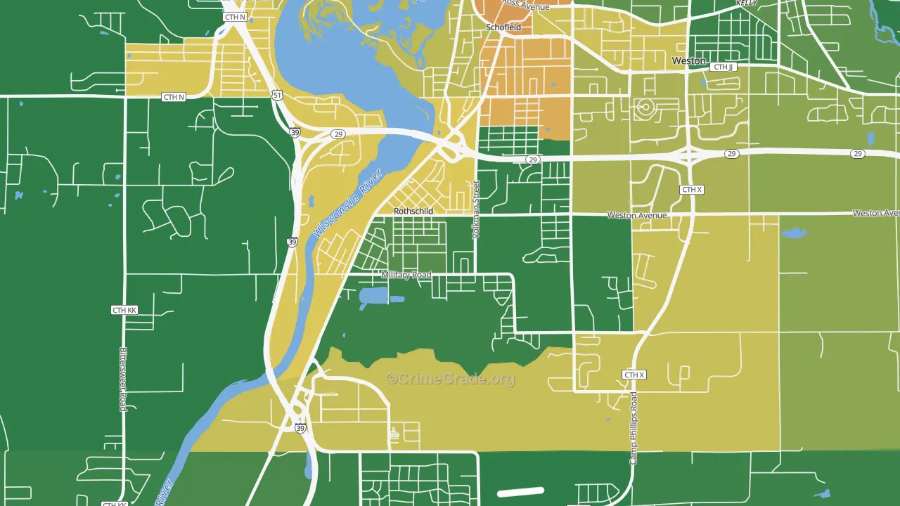 Rothschild, WI Map of Drug-Related Crime Rates
