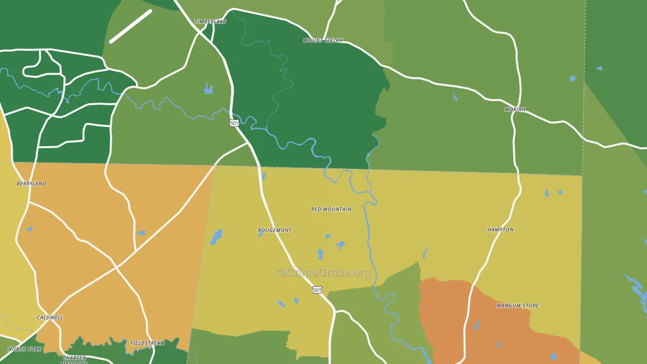 Rougemont, NC Map of Drug-Related Crime Rates