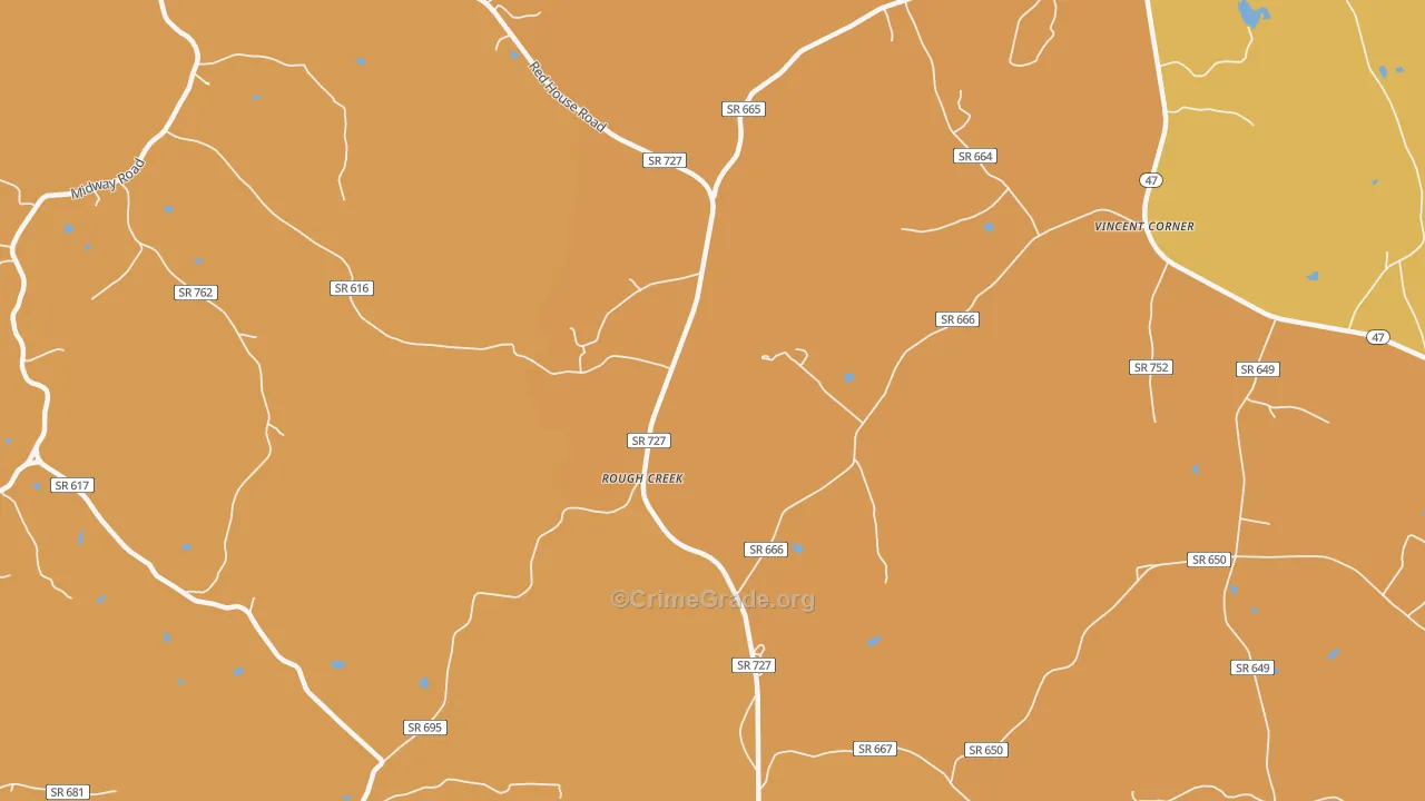 Rough Creek, VA Map of Drug-Related Crime Rates
