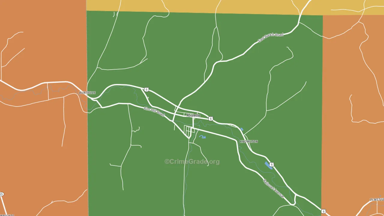 Roulette, PA Map of Drug-Related Crime Rates