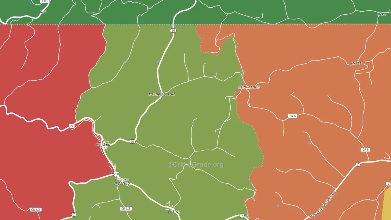 Round Bottom, WV Map of Drug-Related Crime Rates