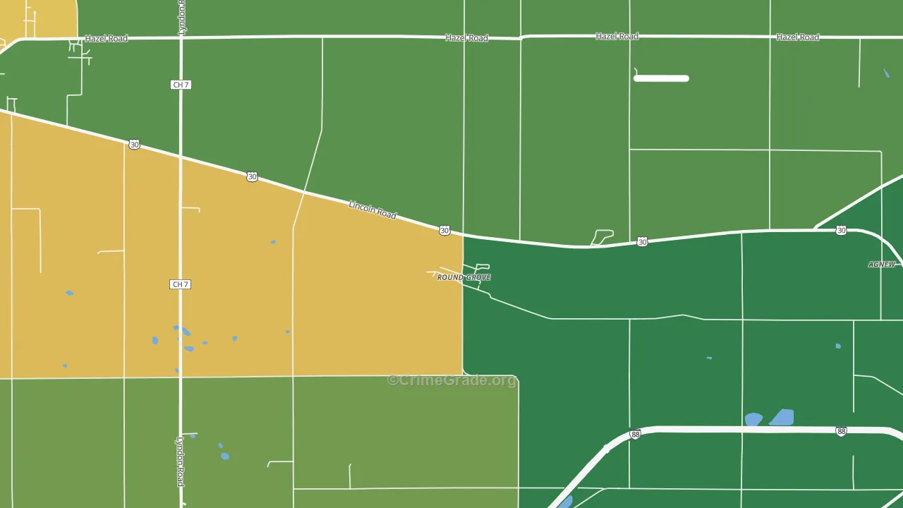 Round Grove, IL Map of Drug-Related Crime Rates