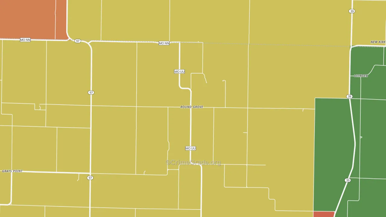 Round Grove, MO Map of Drug-Related Crime Rates