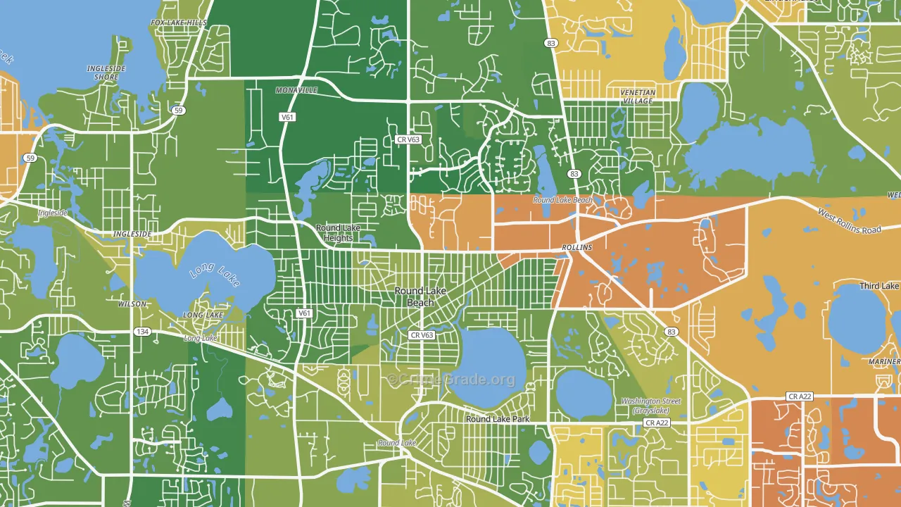 Round Lake Beach, IL Map of Drug-Related Crime Rates