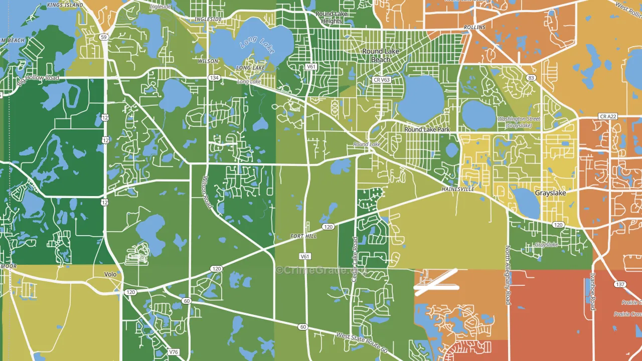 Round Lake, IL Map of Drug-Related Crime Rates