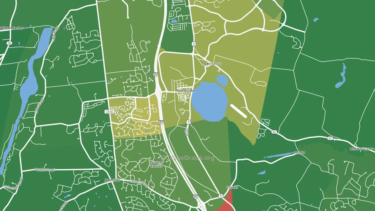 Round Lake, NY Map of Drug-Related Crime Rates