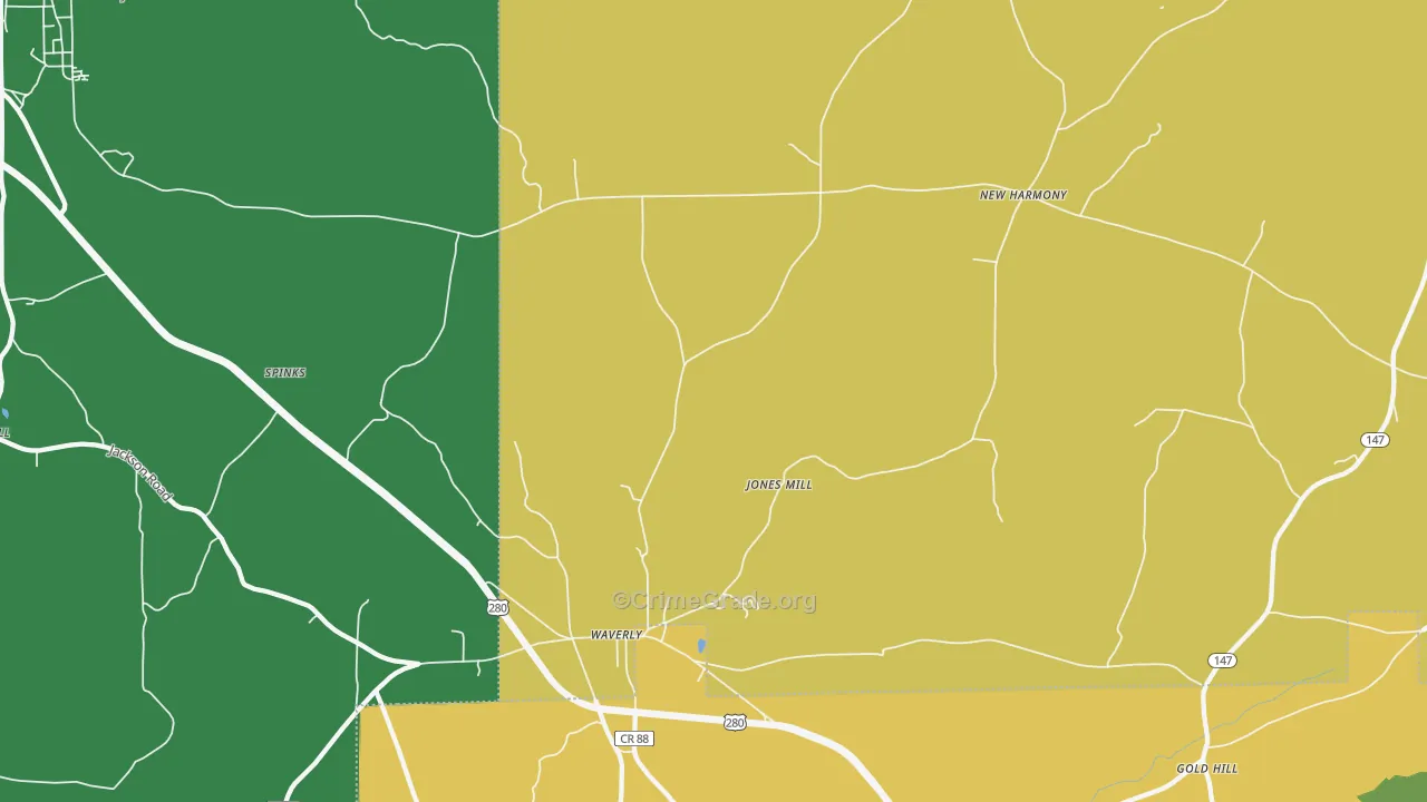 Round Mountain, AL Map of Drug-Related Crime Rates