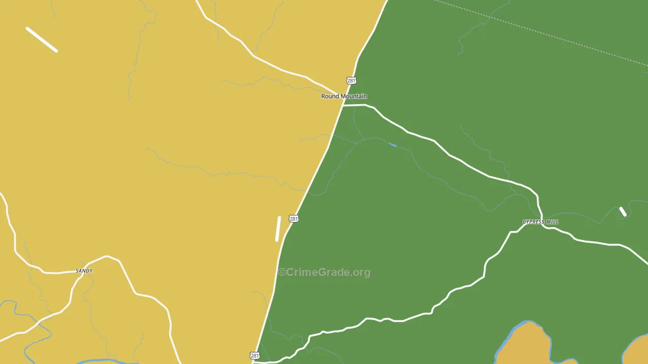 Round Mountain, TX Map of Drug-Related Crime Rates