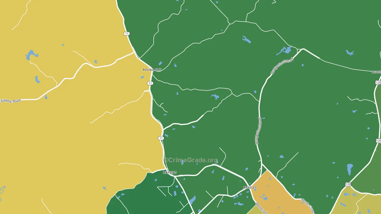 Round Oak, GA Map of Drug-Related Crime Rates