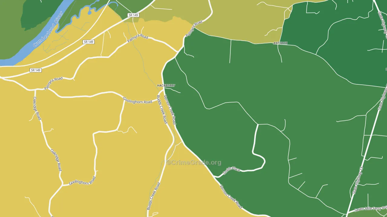 Round Pond, TN Map of Drug-Related Crime Rates