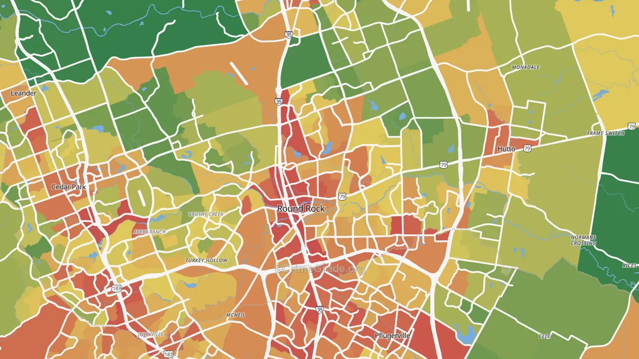 Round Rock, TX Map of Drug-Related Crime Rates