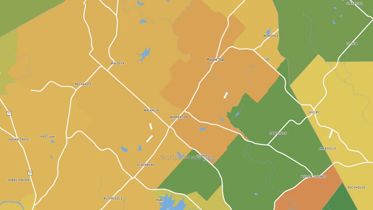 Round Top, TX Map of Drug-Related Crime Rates