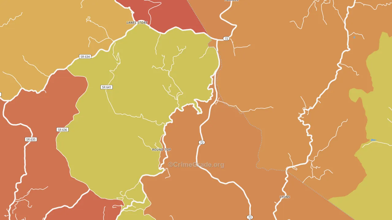 Round Top, VA Map of Drug-Related Crime Rates