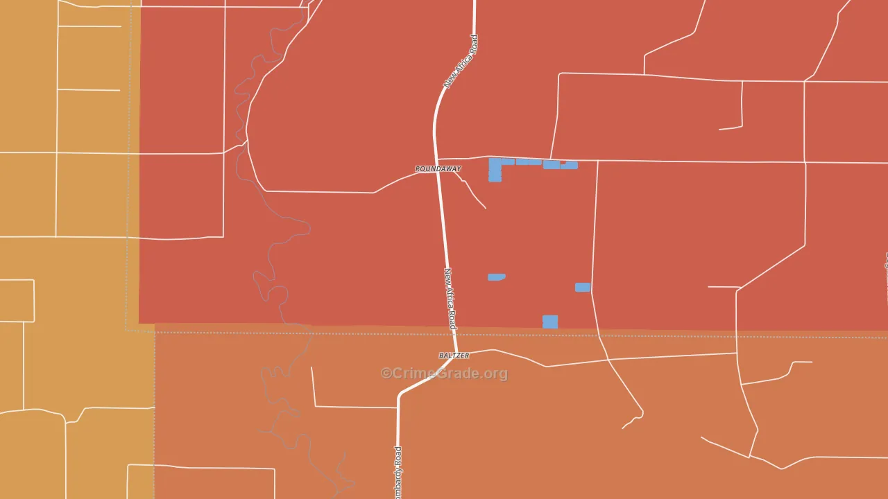 Roundaway, MS Map of Drug-Related Crime Rates