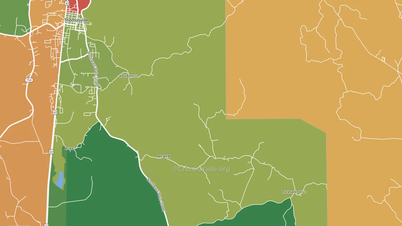 Roundhill, AL Map of Drug-Related Crime Rates
