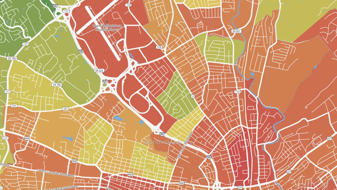 Roundhill, Roanoke, VA Map of Drug-Related Crime Rates