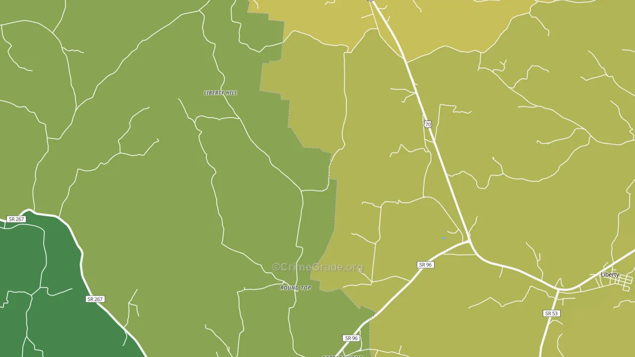 Roundtop, TN Map of Drug-Related Crime Rates