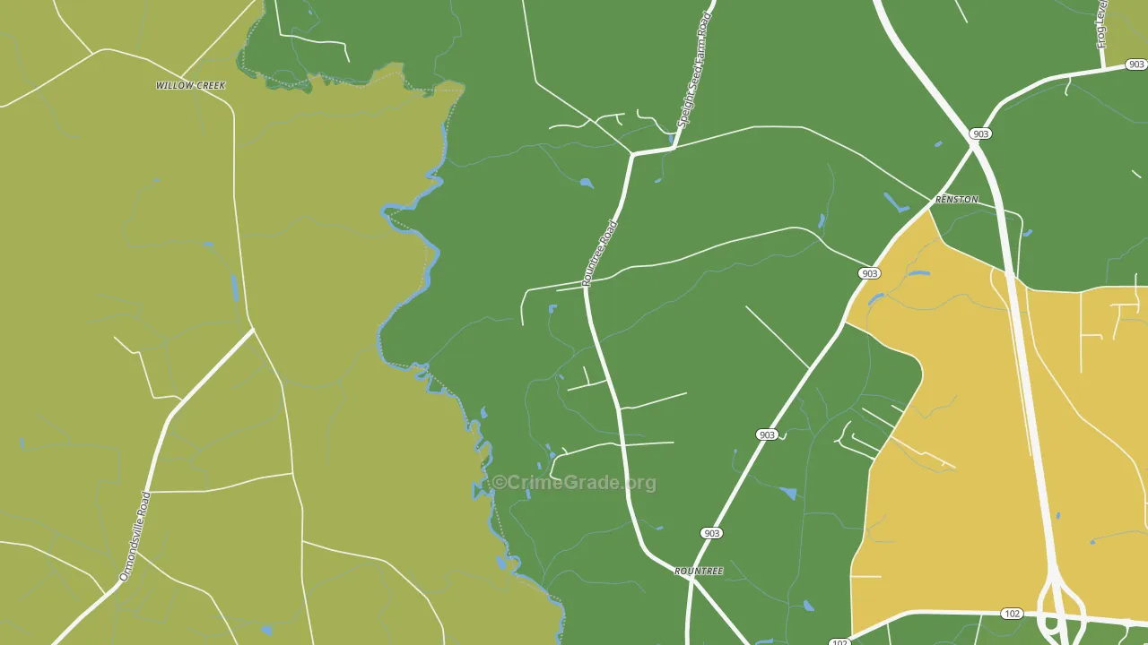 Rountree, NC Map of Drug-Related Crime Rates