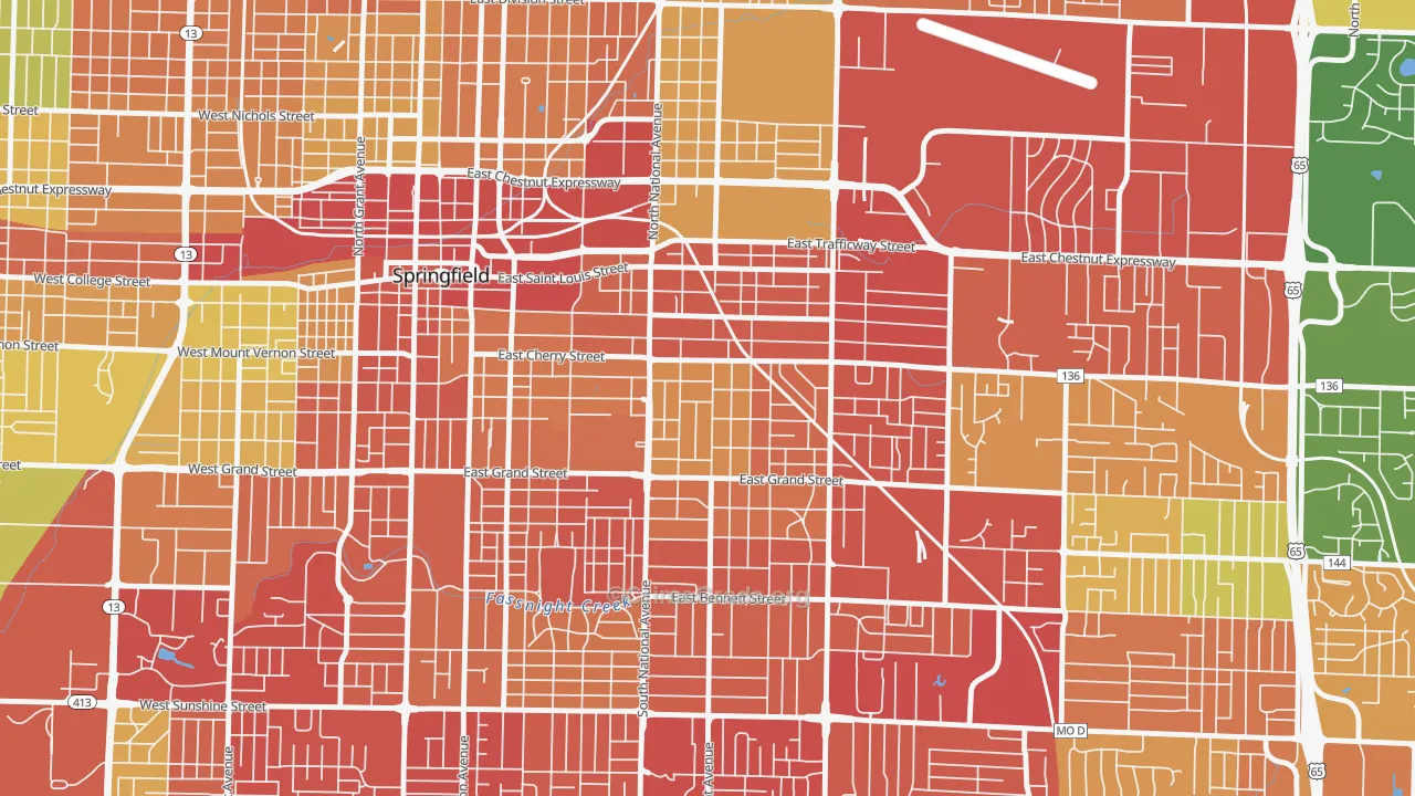 Rountree, Springfield, MO Map of Drug-Related Crime Rates