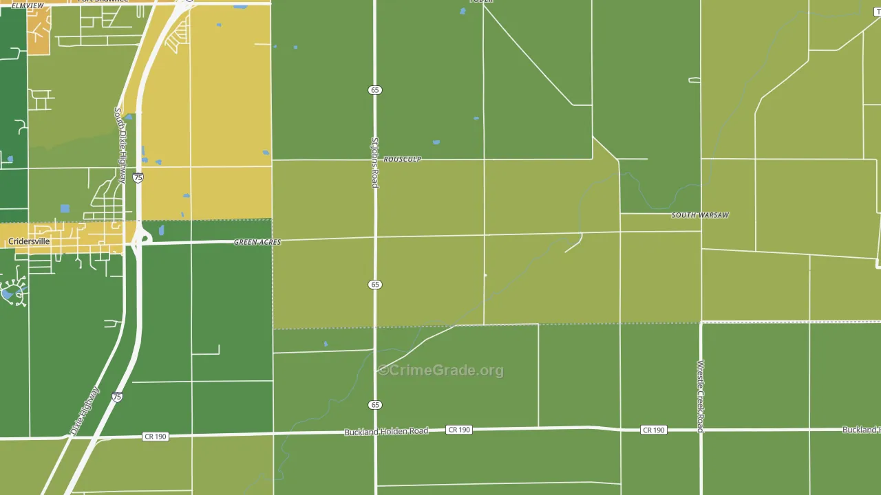 Rousculp, OH Map of Drug-Related Crime Rates