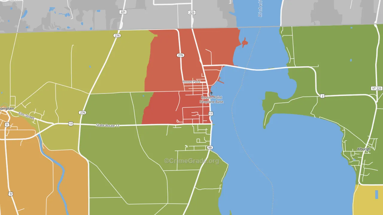 Rouses Point, NY Map of Drug-Related Crime Rates