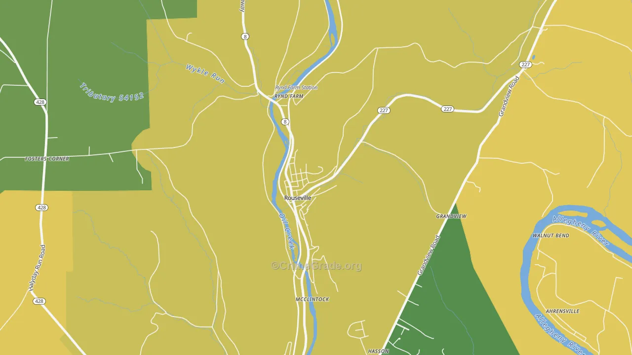 Rouseville, PA Map of Drug-Related Crime Rates