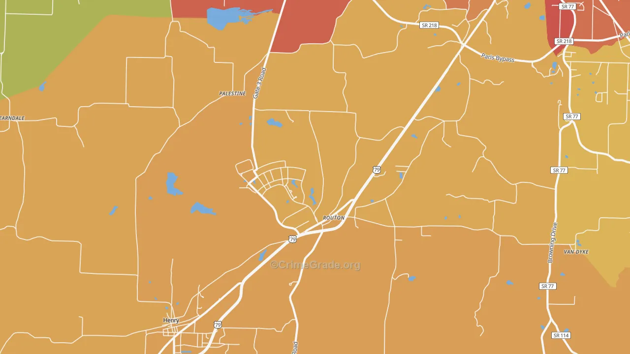 Routon, TN Map of Drug-Related Crime Rates