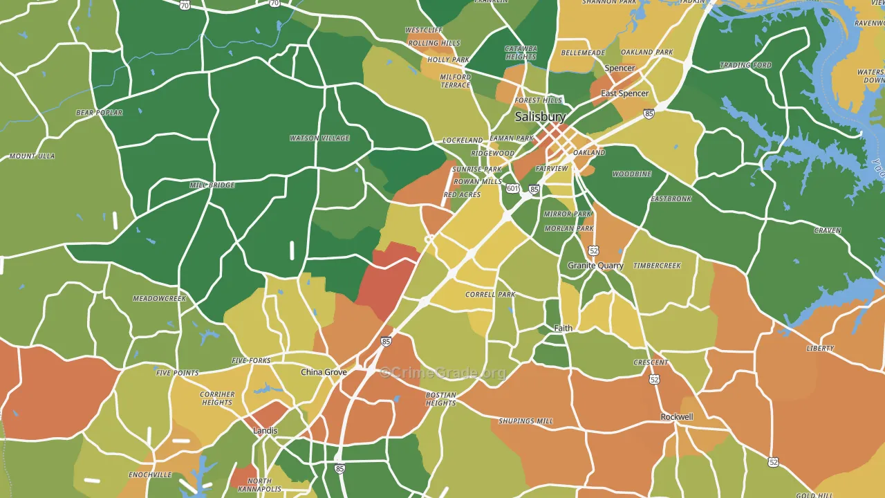 Rowan County, NC Map of Drug-Related Crime Rates