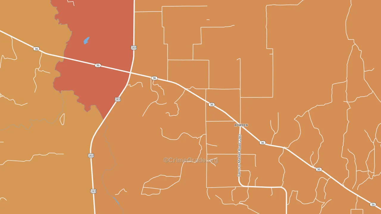 Rowden, TX Map of Drug-Related Crime Rates