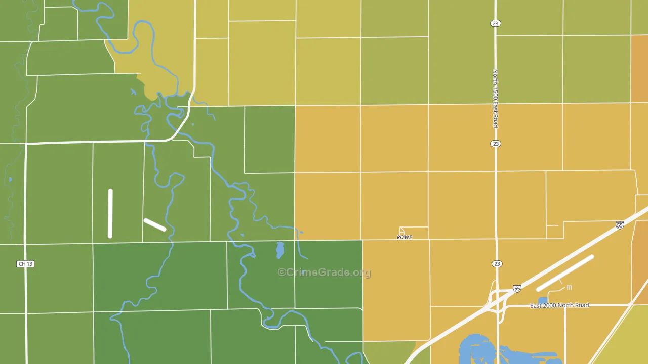Rowe, IL Map of Drug-Related Crime Rates