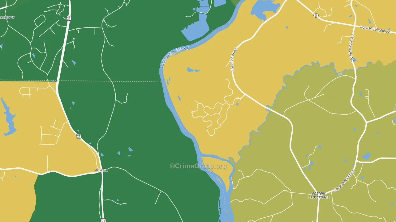 Rowell, SC Map of Drug-Related Crime Rates