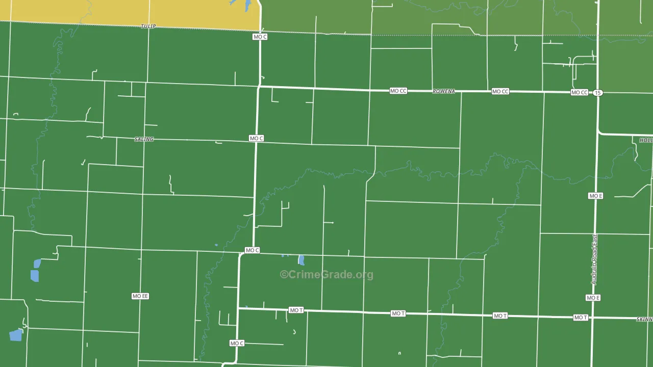 Rowena, MO Map of Drug-Related Crime Rates