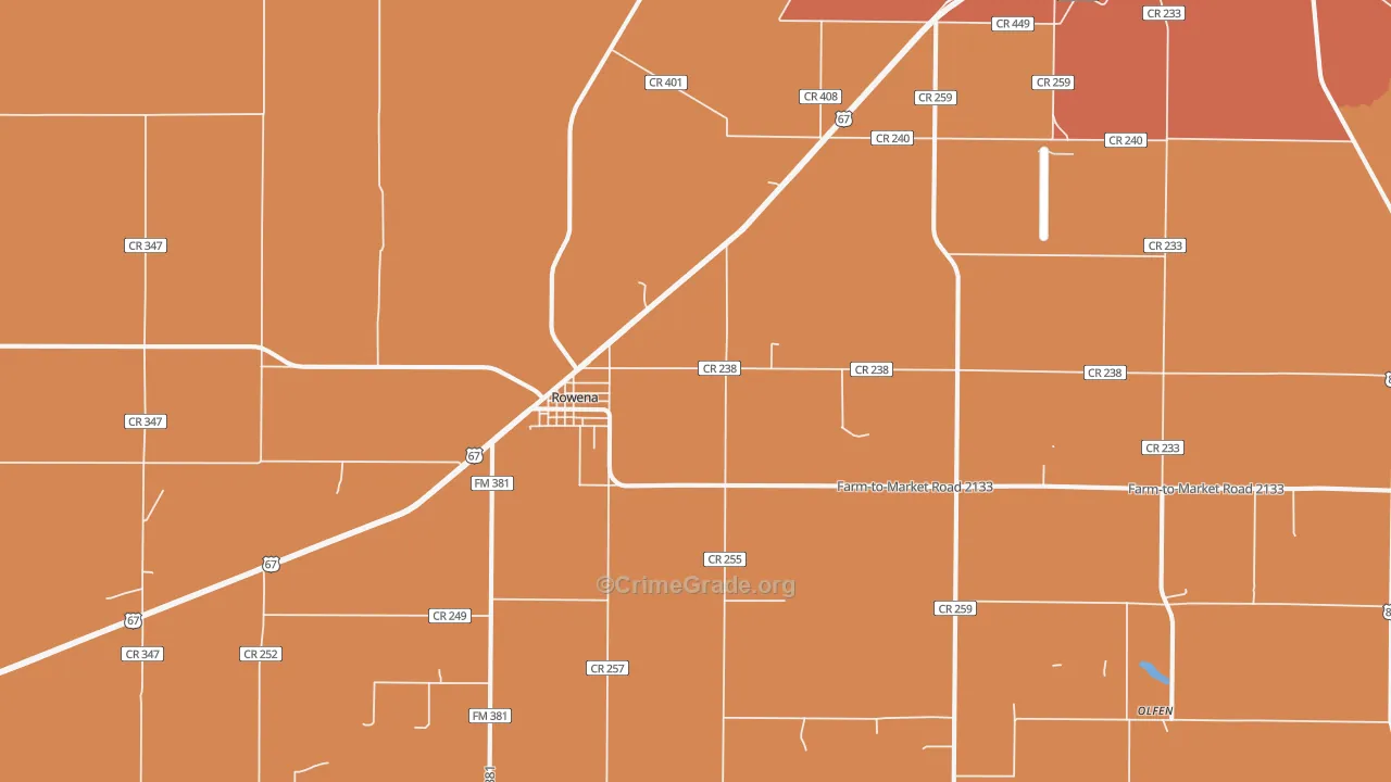 Rowena, TX Map of Drug-Related Crime Rates