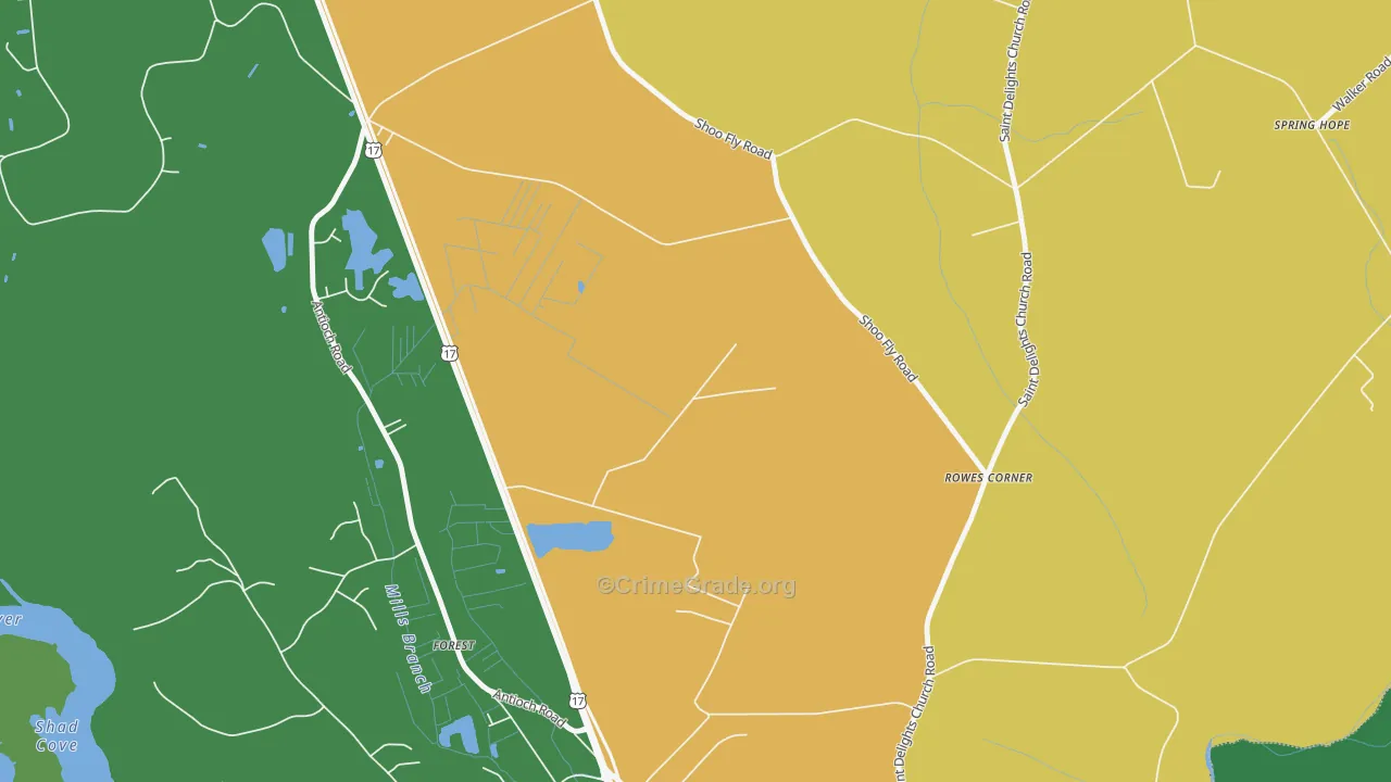 Rowes Corner, NC Map of Drug-Related Crime Rates