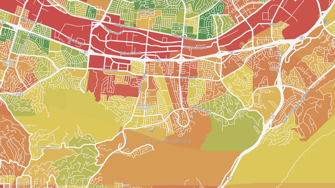 Rowland Heights, CA Map of Drug-Related Crime Rates