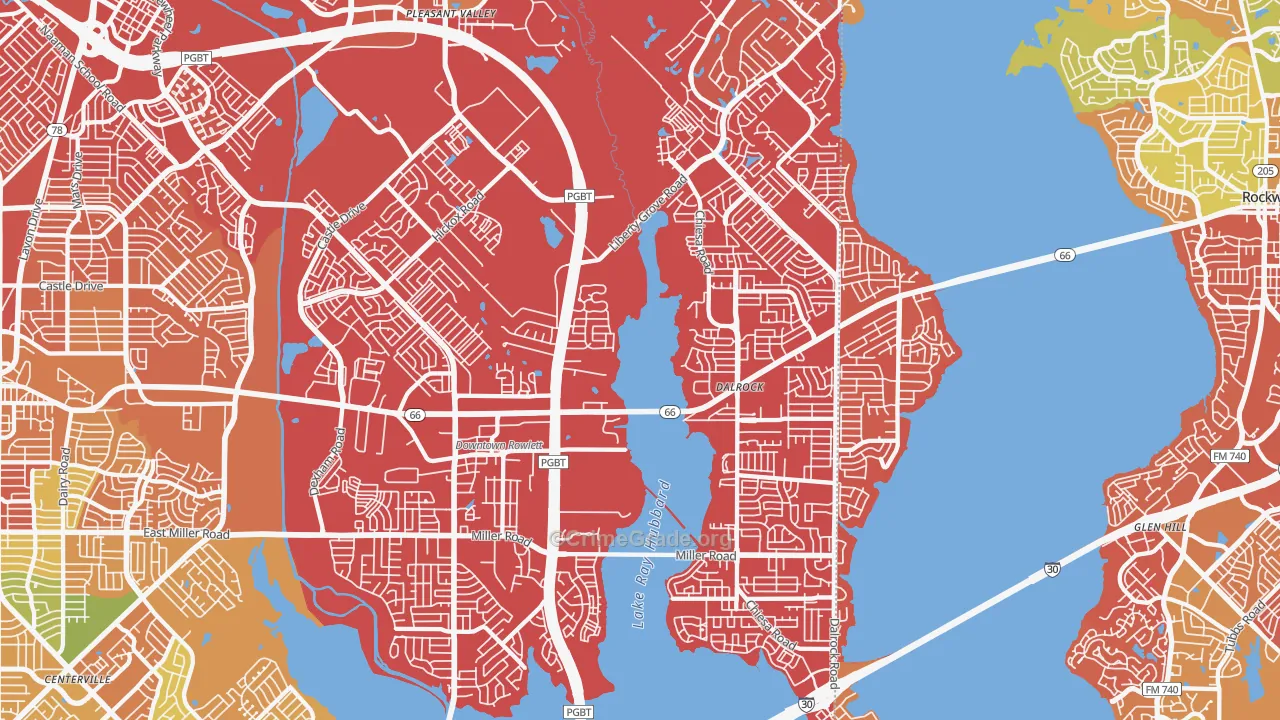 Rowlett, TX Map of Drug-Related Crime Rates
