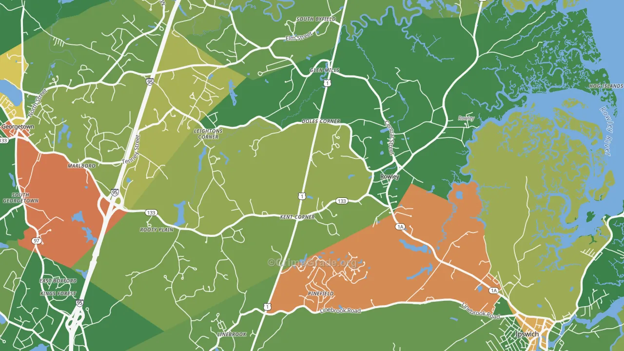 Rowley, MA Map of Drug-Related Crime Rates