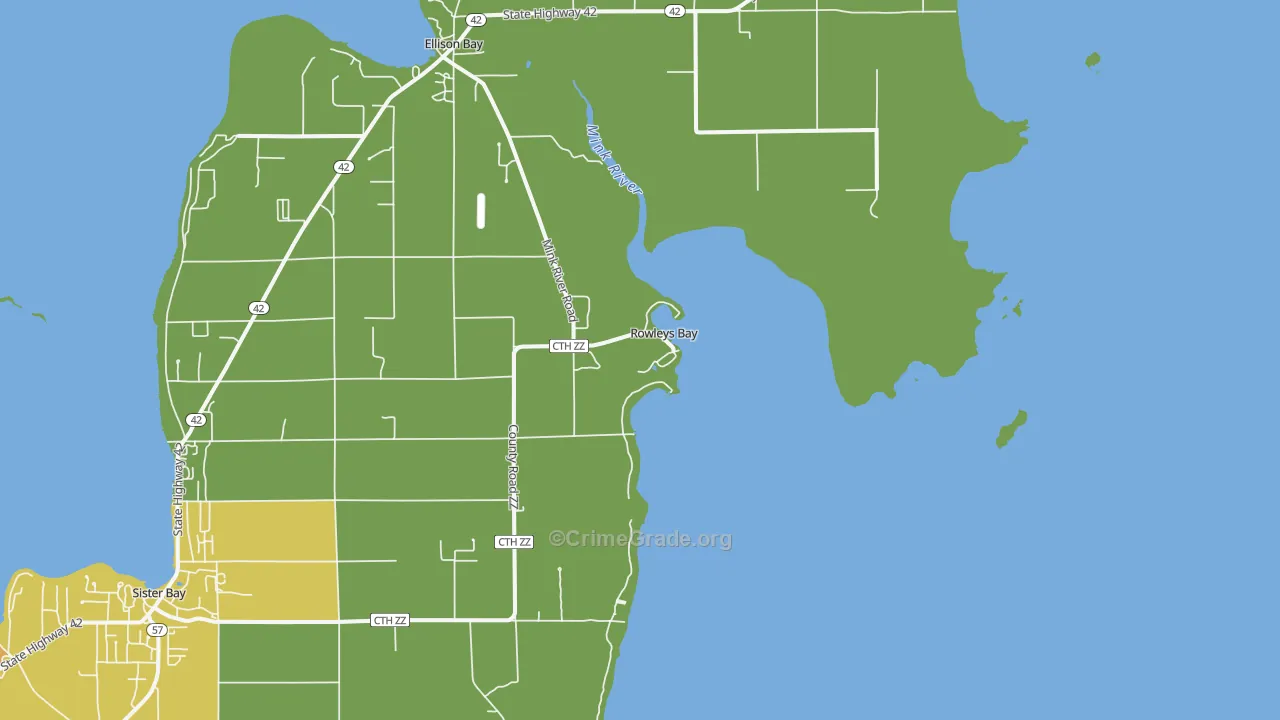 Rowleys Bay, WI Map of Drug-Related Crime Rates
