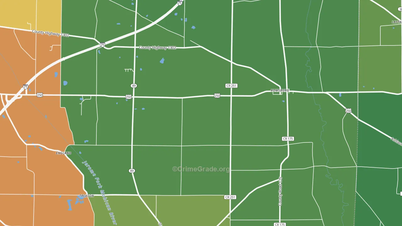 Rowsburg, OH Map of Drug-Related Crime Rates