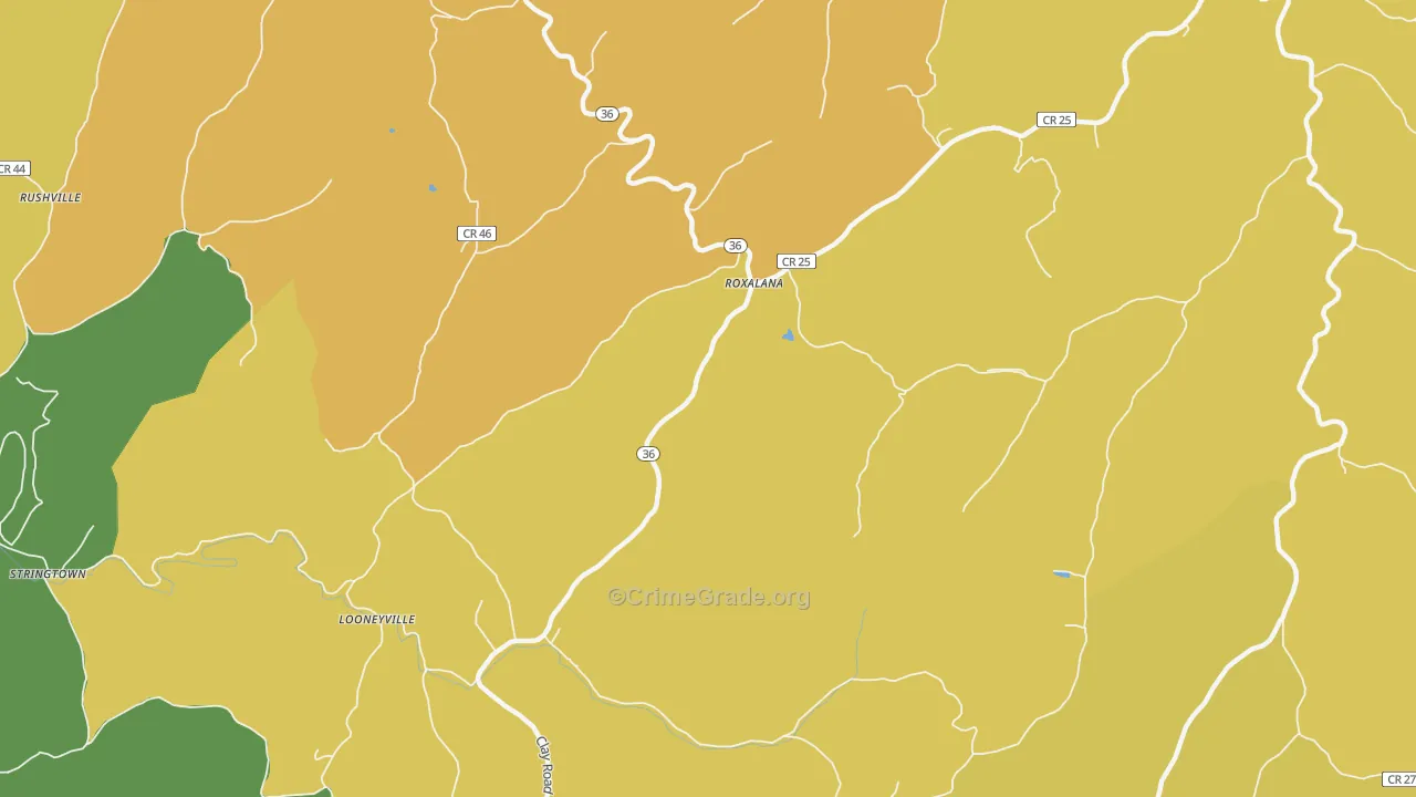 Roxalana, WV Map of Drug-Related Crime Rates