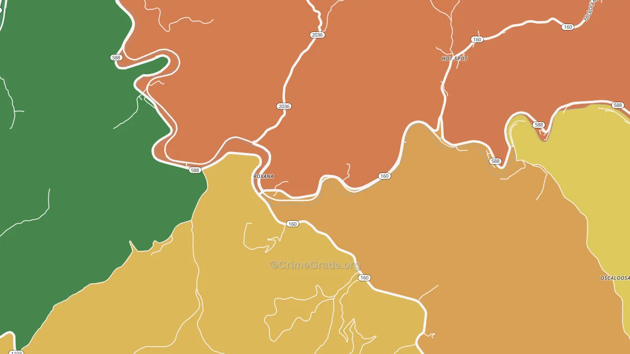 Roxana, KY Map of Drug-Related Crime Rates