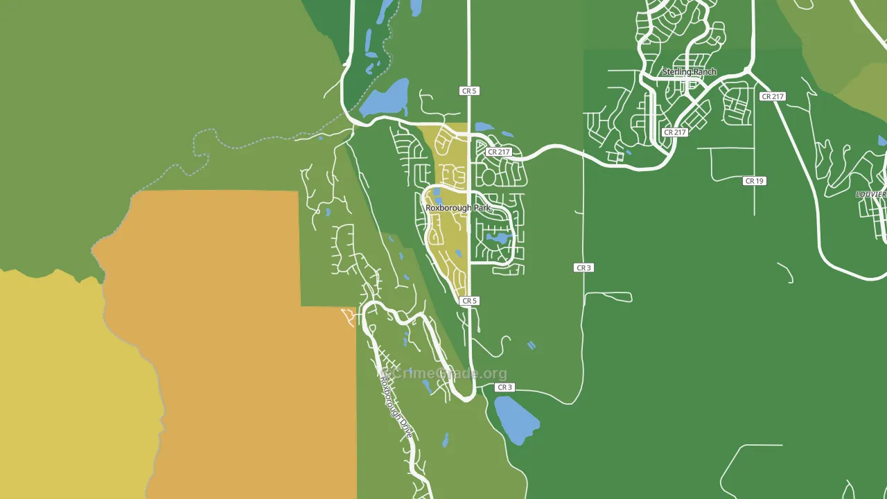 Roxborough Park, CO Map of Drug-Related Crime Rates