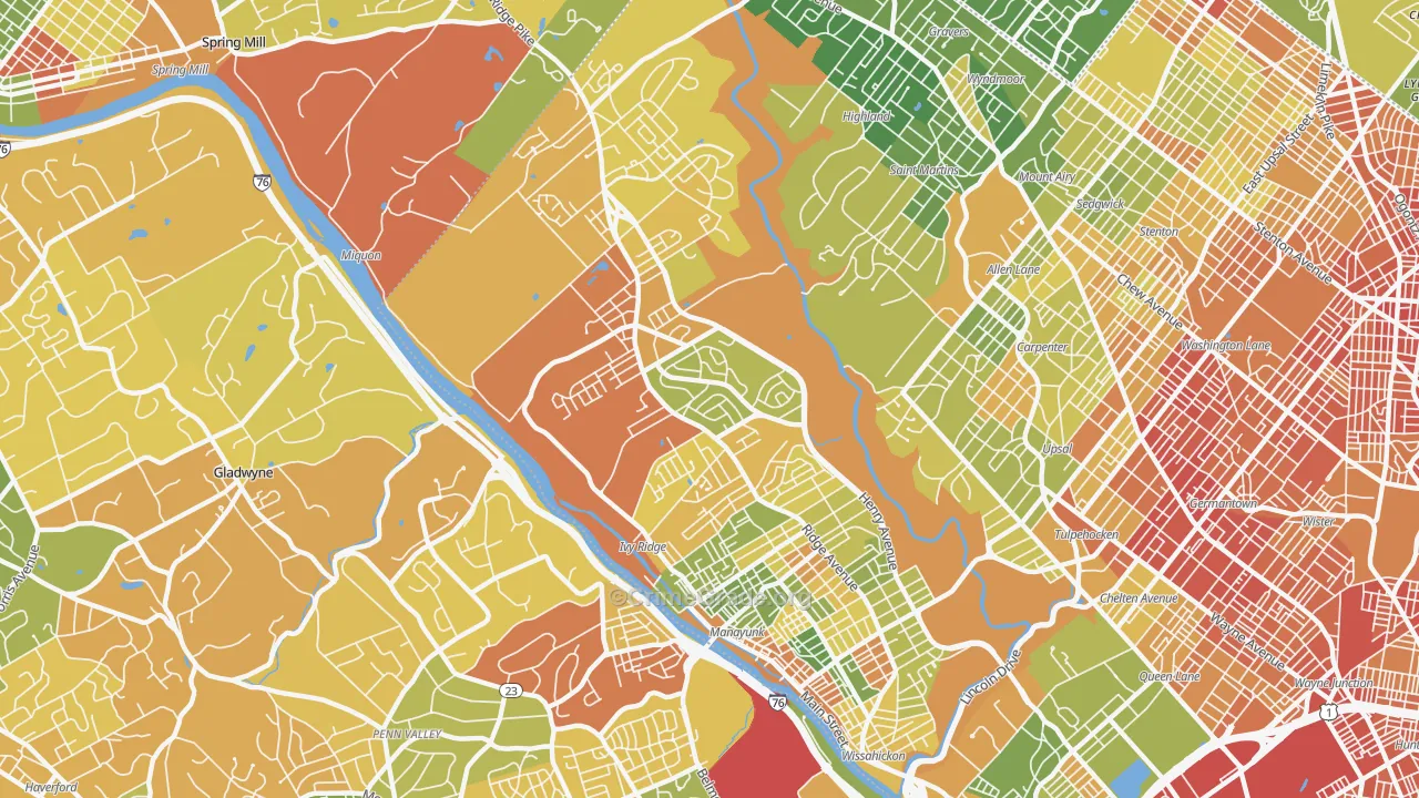 Roxborough, Philadelphia, PA Map of Drug-Related Crime Rates