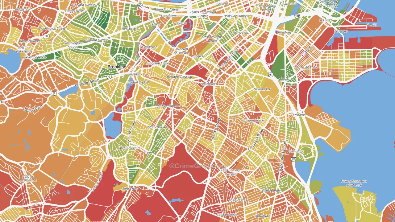 Roxbury, Boston, MA Map of Drug-Related Crime Rates