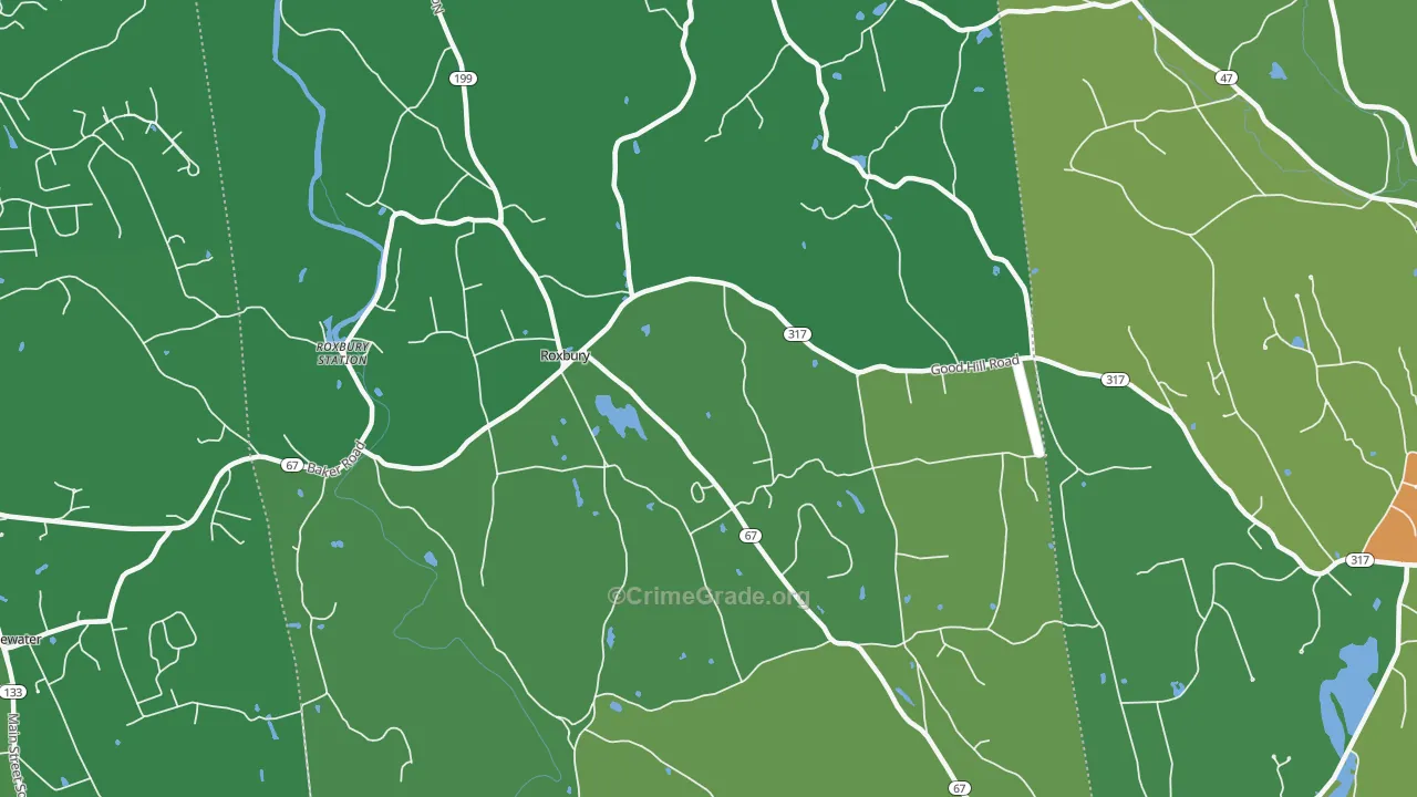 Roxbury, CT Map of Drug-Related Crime Rates