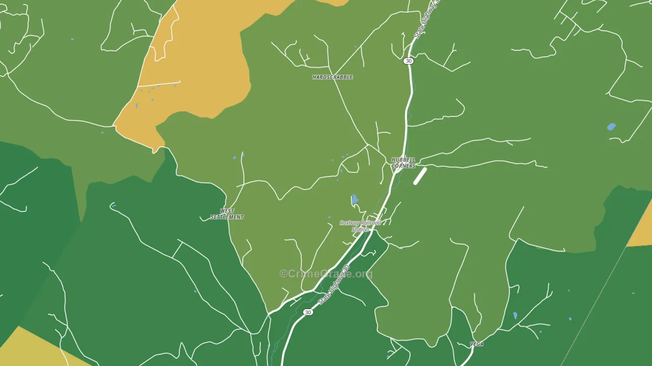 Roxbury, NY Map of Drug-Related Crime Rates