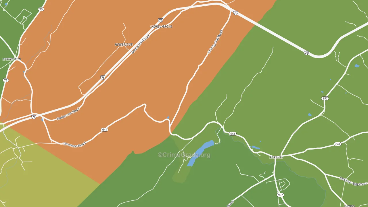Roxbury, PA Map of Drug-Related Crime Rates